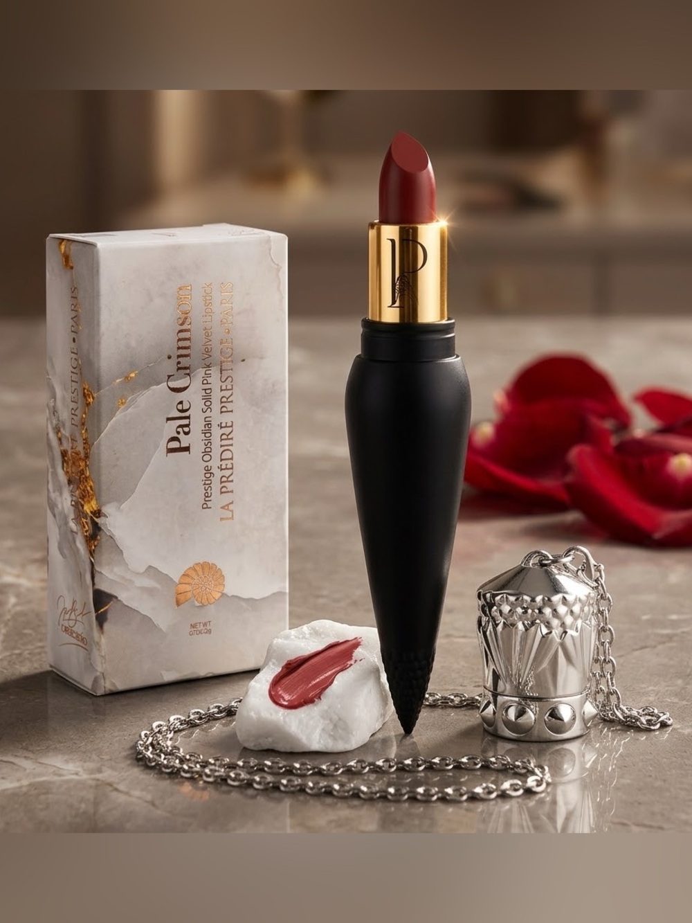 La Prestige Pale Crimson Obsidian Solid Pink Velvet Lipstick — Retail $180
